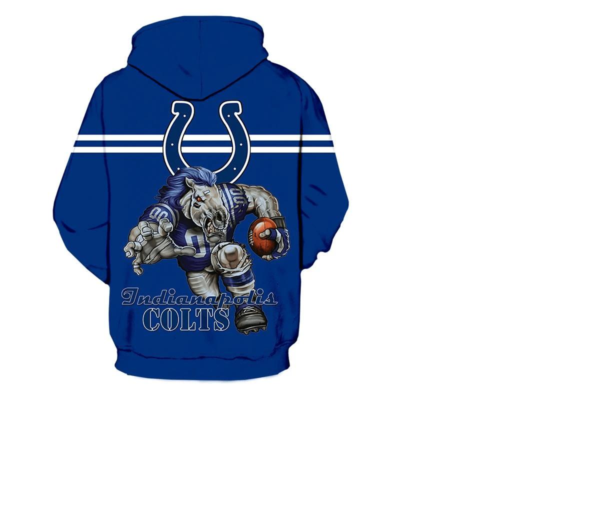 Indianapolis Colts Ultra-Cool Design 3D Zip Hoodie Pullover - 3D Hoodies For Men Graphic
