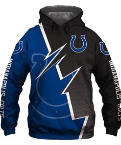 Indianapolis Colts Zigzag Graphic 3D Zip Hoodie Gifts For Fans - Custom All Over Print Hoodie