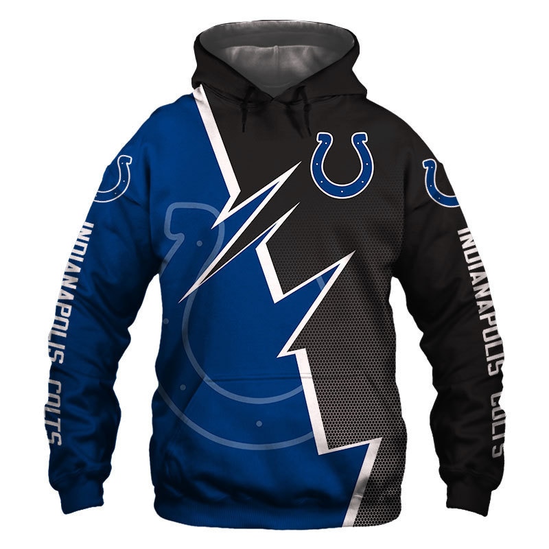 Indianapolis Colts Zigzag Graphic 3D Zip Hoodie Gifts For Fans - Custom All Over Print Hoodie