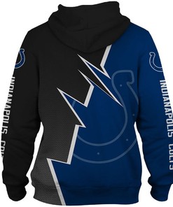 Indianapolis Colts Zigzag Graphic 3D Zip Hoodie Gifts For Fans - Custom All Over Print Hoodie