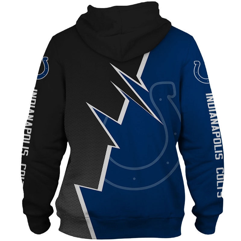 Indianapolis Colts Zigzag Graphic 3D Zip Hoodie Gifts For Fans - Custom All Over Print Hoodie