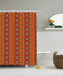 Indigenous Cultural Motif Shower Curtain - Ethnic Bathroom Decoration