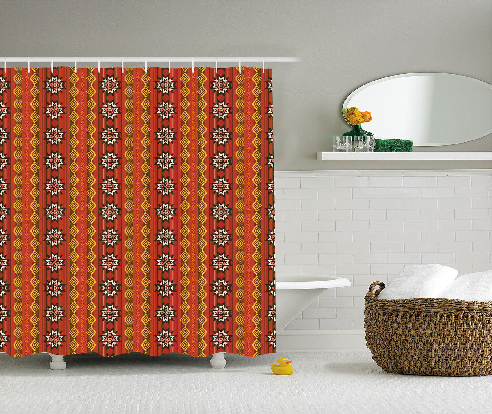 Indigenous Cultural Motif Shower Curtain - Ethnic Bathroom Decoration