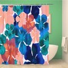 Indigo Blue Floral Tropical Hibiscuses Shower Curtain With Watercolor Pattern