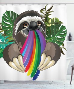 Indolent Jungle Animal Sloth Shower Curtain, Add a Relaxing Vibe to Your Bathroom 