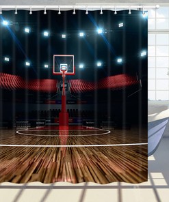 Indoor Basketball Court Fabric Shower Curtain for Bathroom Decor 