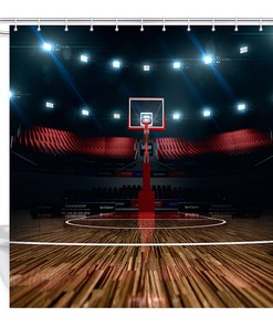 Indoor Basketball Court Fabric Shower Curtain for Bathroom Decor