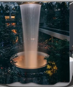 Indoor Garden Plants Waterfall Print Shower Curtain for Modern Decorative Bathroom Decor
