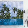 Infinity Pool Palm Shower Curtain for Coastal Bathroom Decor