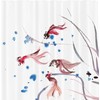 Ink Painting Koi Fish Shower Curtain - Cloth Fabric Bathroom Decor In Red And Blue
