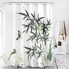 Ink Painting Of Bamboo Shoots And Birds Print Shower Curtain For A New Bathroom Look