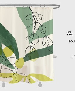 Ink Painting Shower Curtain, Green Leaves Waterproof & Washable Bath Curtain for Fresh Home Decor by Imirell 
