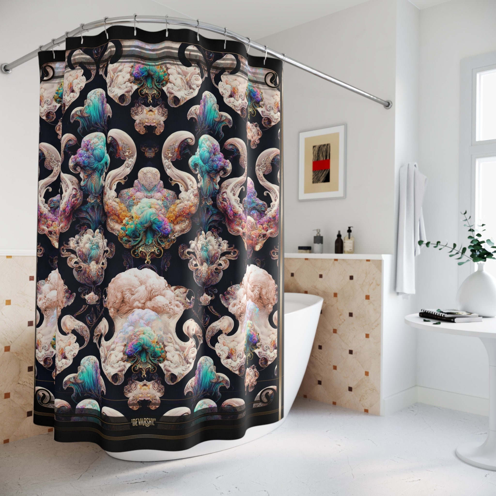 Inkburst Octopi Shower Curtain with SS10033 Print Design