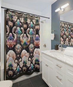 Inkburst Octopi Shower Curtain with SS10033 Print Design