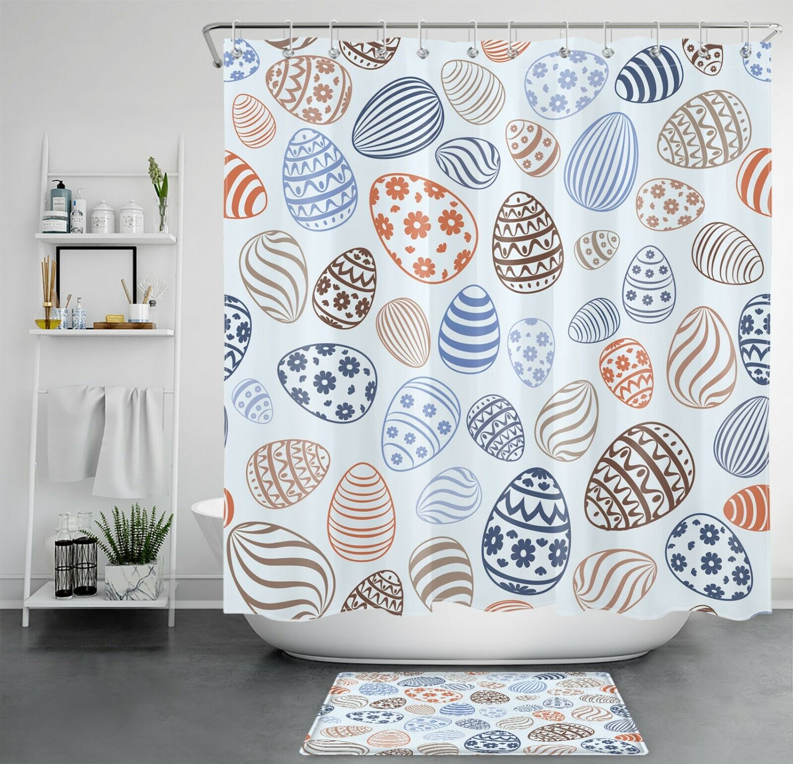 Innocent Easter Eggs With Vintage Shower Curtains Print Waterproof Fabric Bathroom Shower Curtain