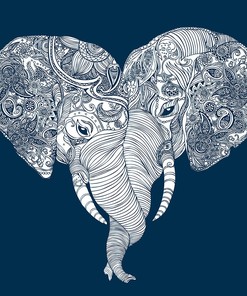 Inspirational Art Navy Elephant Heart Bath Curtain For Boho Bathroom