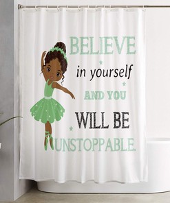 Inspirational Black Girl Dancer Shower Curtain - Celebrate Diversity and Empowerment - Waterproof Fabric
