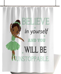 Inspirational Black Girl Dancer Shower Curtain - Celebrate Diversity and Empowerment - Waterproof Fabric