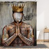 Inspirational Black Men Shower Curtain - African American King with Motivational Phrases