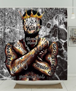 Inspirational Black Mens Shower Curtain For Bathroom Featuring African King - Add A Regal Touch To Your Bathroom Decor