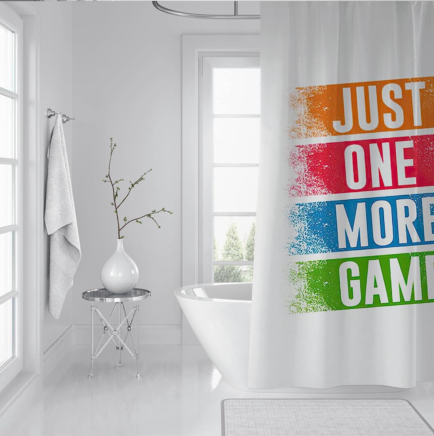 Inspirational Gaming Quote Shower Curtain for a Fun and Motivating Children's Bathroom