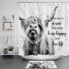 Inspirational Grey Highland Cow Marble Shower Curtain Bathroom Accessories Set 