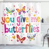 Inspirational Quote Hearts Cartoon Print Butterfly Shower Curtain - Fun And Cute Bathroom Decor Idea