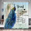 Inspirational Quote Peacock Shower Curtain with Asian Beautiful Bird Design 
