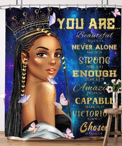 Inspirational Quotes African American Woman Art Printed Waterproof Fabric Shower Curtain