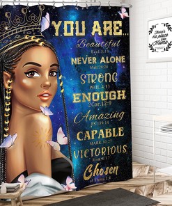 Inspirational Quotes African American Woman Art Printed Waterproof Fabric Shower Curtain