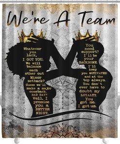 Inspirational Quotes Black King And Queen Shower Curtain - Royal And Bold Bathroom Decor With Waterproof