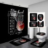 Inspirational Quotes Sports Shower Curtain with Orange Full Moon - Cool Basketball Boys Bathroom Decor