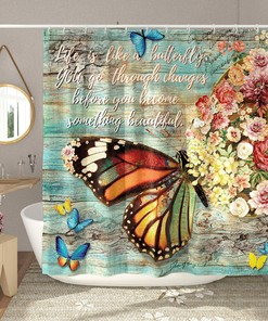 Inspirational Rustic Butterfly Shower Curtain With A Farmhouse Vibe