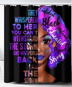 Inspirational Slogan African American Girl Fabric Shower Curtain For Bathroom Decor