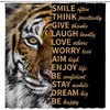 Inspirational Tiger Shower Curtain with Quotes and Tropical Wildlife Design for Motivational Bathroom Decor
