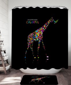 Inspiring Colorful Giraffe Shower Curtain for Bathroom Decor by Ikfashoni