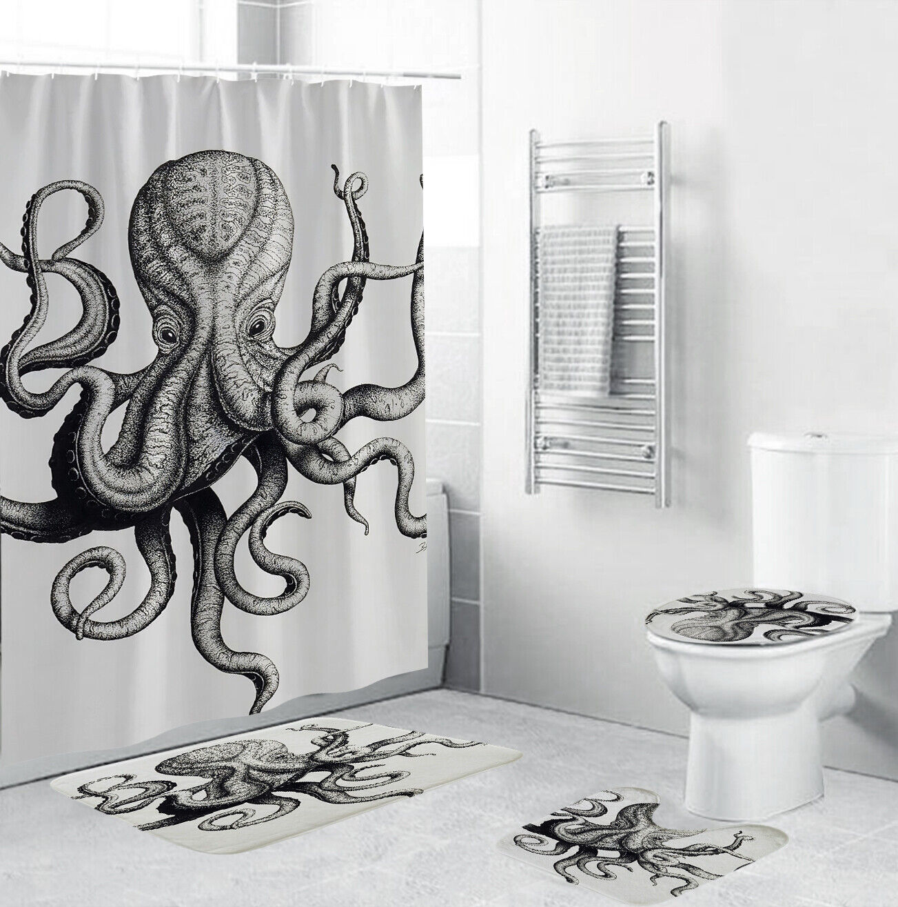 Inspiring Octopus Shower Curtain for Your Stylish Bathroom Look.