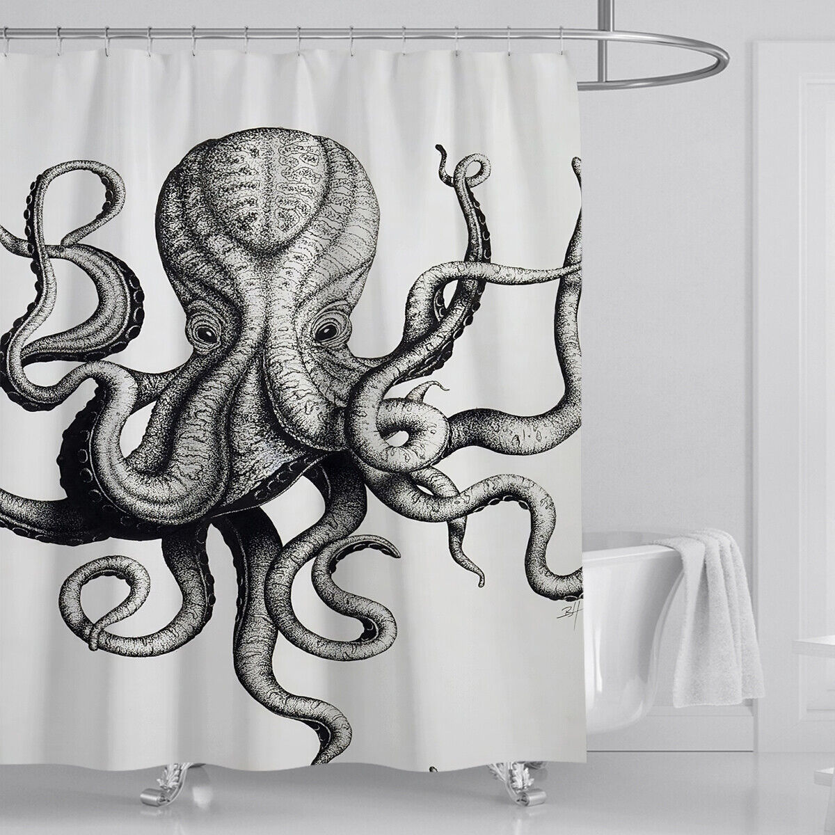 Inspiring Octopus Shower Curtain for Your Stylish Bathroom Look.