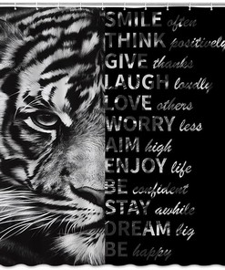 Inspiring Tall and Powerful Animal Black White Wildlife Tiger Shower Curtain for Boys and Men