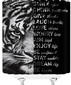 Inspiring Tall and Powerful Animal Black White Wildlife Tiger Shower Curtain for Boys and Men
