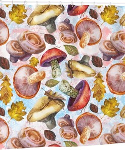 Insulated Watercolor Mushroom Shower Curtain - Reusable Bathroom Decor