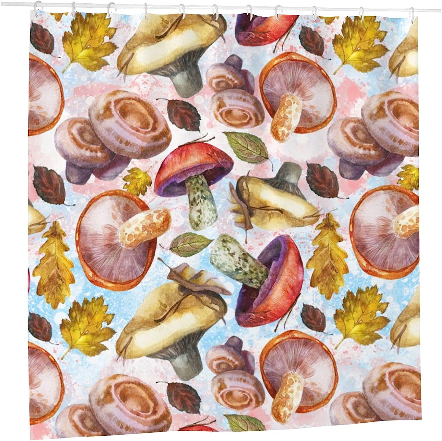 Insulated Watercolor Mushroom Shower Curtain - Reusable Bathroom Decor