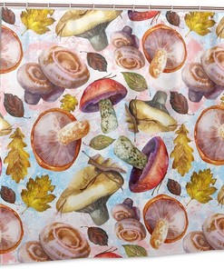 Insulated Watercolor Mushroom Shower Curtain - Reusable Bathroom Decor