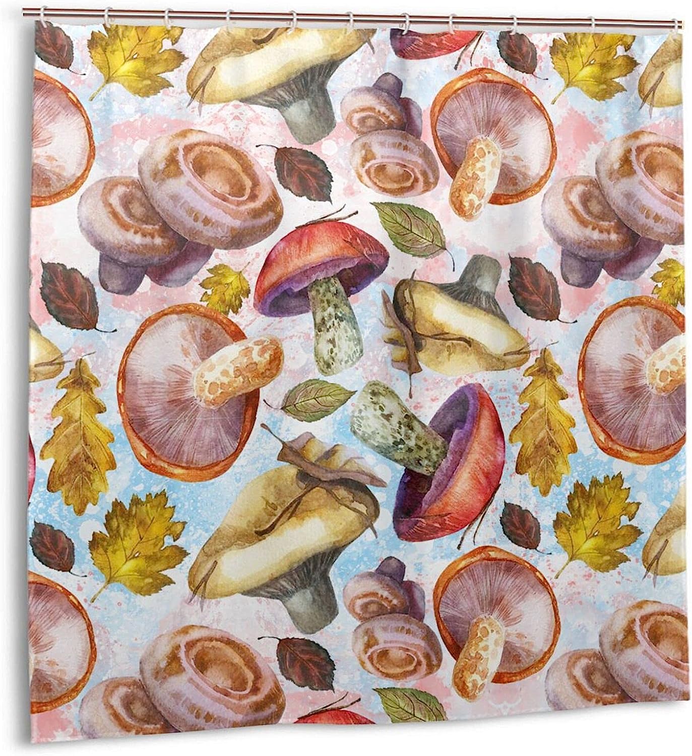 Insulated Watercolor Mushroom Shower Curtain - Reusable Bathroom Decor