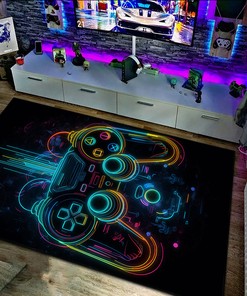 Interactive Game Controller Area Rugs for Game Room or Bedroom, Shufflezone Gaming Rugs for Teen Boys