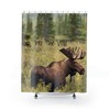 Into the Wild Moose Shower Curtain perfect for Rustic and Nature Inspired Bathroom Decor by Imirell 