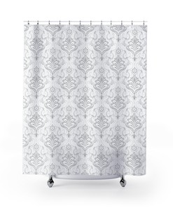 Intricate Damask Shower Curtain with Baroque Design, Royal Victorian Home Decorations for Your Bathroom