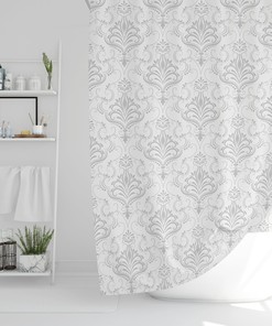 Intricate Damask Shower Curtain with Baroque Design, Royal Victorian Home Decorations for Your Bathroom