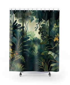 Introducing the Ethereal Foliage in Henri Rousseau Style Tropical Haven Shower Curtain 