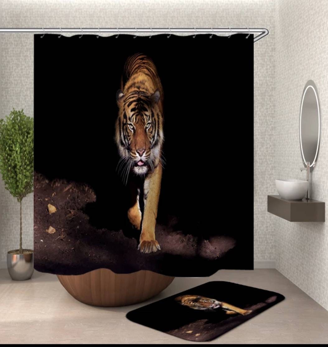 Invigorating Tiger Shower Bath Curtain for Your Bathroom